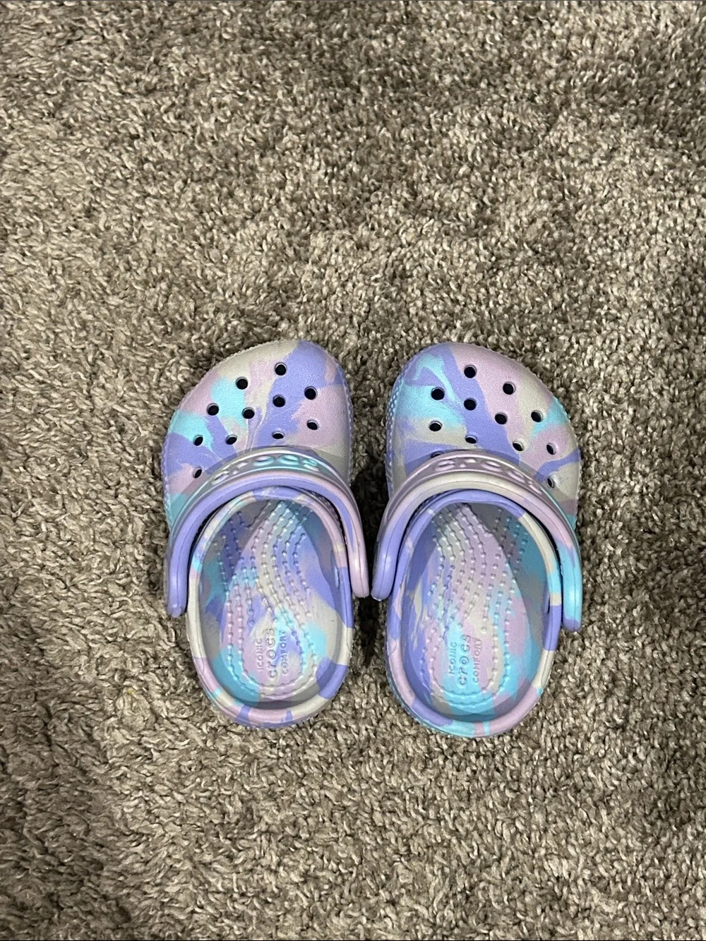 CROCS Kids' Tie-Dye Clogs in Lavender, Blue & Teal
